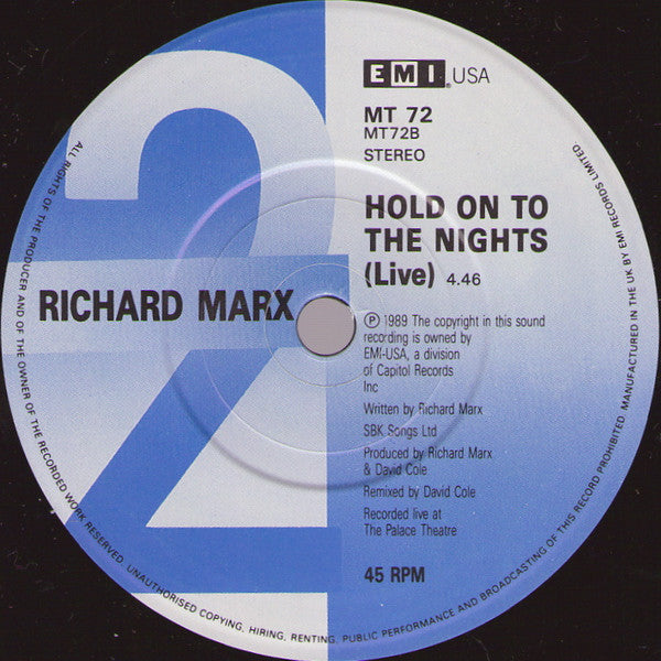 Richard Marx - Right Here Waiting - Used Vinyl Record 7" image 8