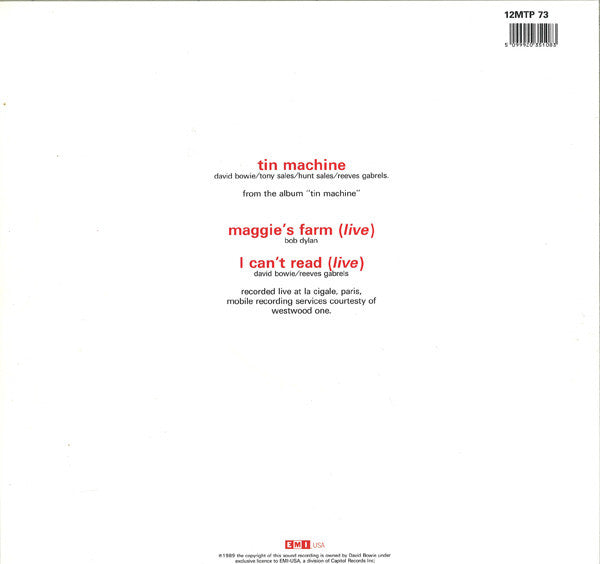 Tin Machine - Maggie's Farm (Live) + - Used Vinyl Record 12" image 2