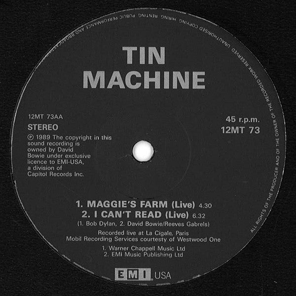 Tin Machine - Maggie's Farm (Live) + - Used Vinyl Record 12" image 3