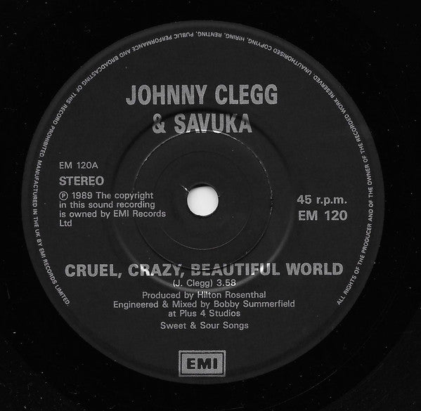 Johnny Clegg & Savuk - Cruel, Crazy, Beautiful World - Used Vinyl Rec image 3