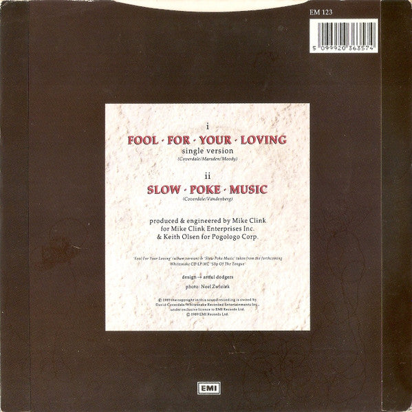 Whitesnake - Fool For Your Loving - Used Vinyl Record 7" image 2