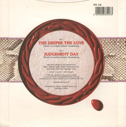 Whitesnake - Deeper The Love - Used Vinyl Record 7" image 2