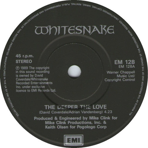 Whitesnake - Deeper The Love - Used Vinyl Record 7" image 3