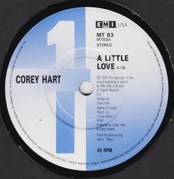 Corey Hart - A Little Love - Used Vinyl Record 7" image 3