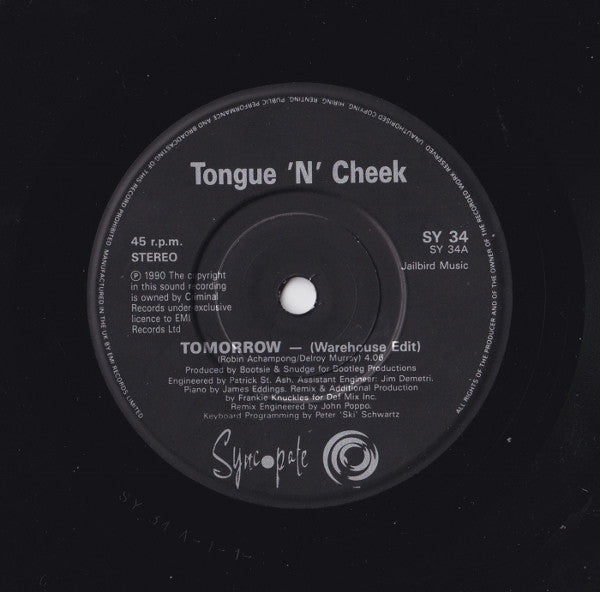 Tongue N Cheek - Tomorrow - Used Vinyl Record 7" image 7