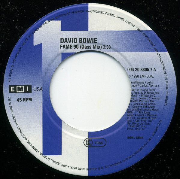 David Bowie - Fame 90 - Used Vinyl Record 7" image 3