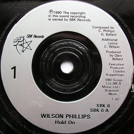 Wilson Phillips - Hold On - Used Vinyl Record 7" image 3