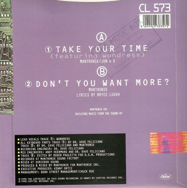 Mantronix - Take Your Time - Used Vinyl Record 7" image 2