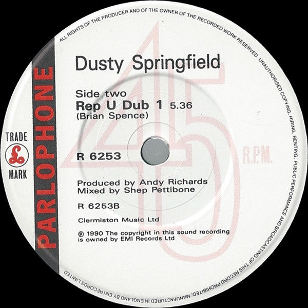 Dusty Springfield - Reputation - Used Vinyl Record 7" image 8
