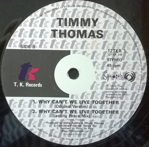 Timmy Thomas - Why Can't We Live Together? (1990 Remix) - Used Vinyl Re image 4