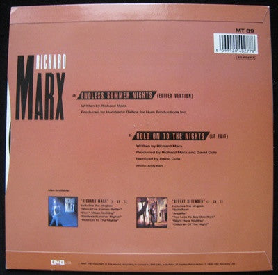 Richard Marx - Endless Summer Nights / Hold On To The Nights - Used V image 2