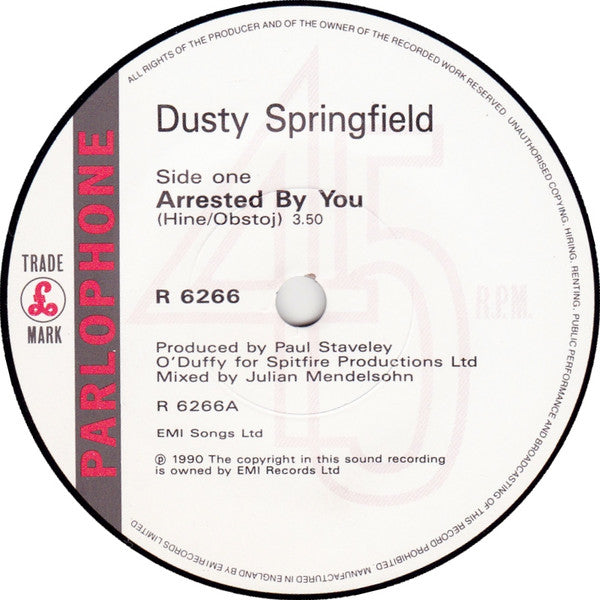 Dusty Springfield - Arrested By You - Used Vinyl Record 7" image 7