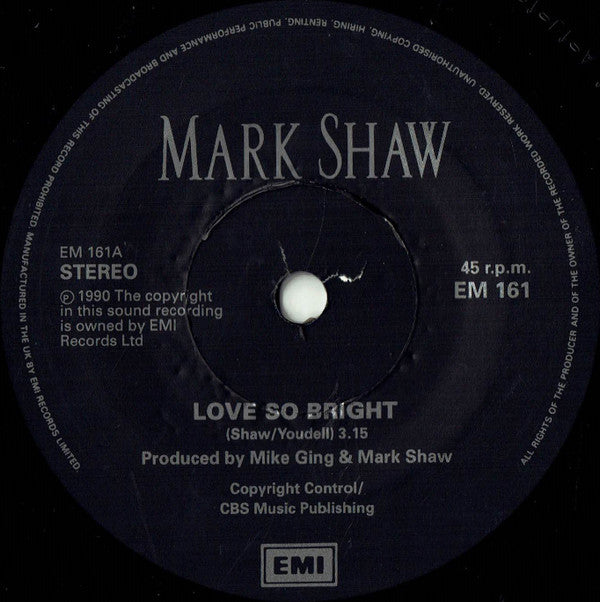Mark Shaw - Love So Bright - Used Vinyl Record 7" image 8