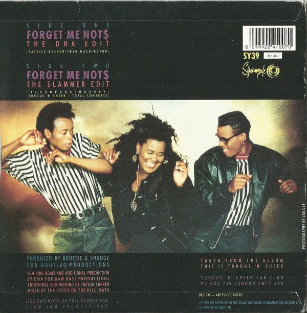 Tongue N Cheek - Forget Me Not$ (DNA Remix) - Used Vinyl Record 7" image 2