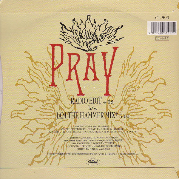MC Hammer - Pray - Used Vinyl Record 7" image 6