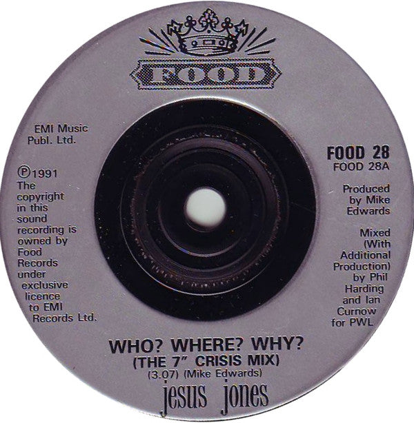 Jesus Jones - Who? Where? Why? (The Crisis Mix) - Used Vinyl Record 7 image 3