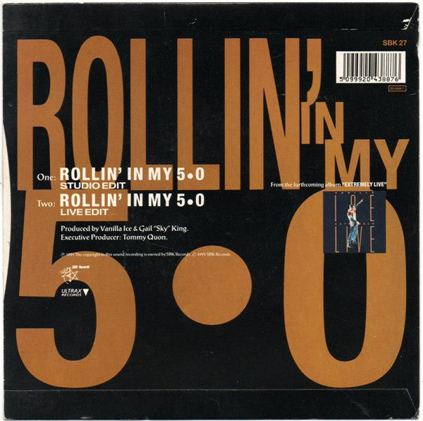 Vanilla Ice - Rollin' In My 5.0 - Used Vinyl Record 7" image 2