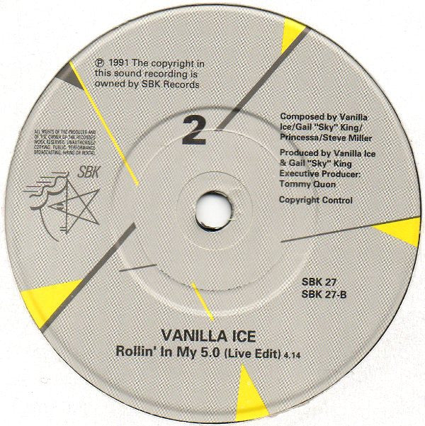 Vanilla Ice - Rollin' In My 5.0 - Used Vinyl Record 7" image 8