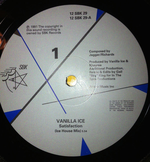 Vanilla Ice - Satisfaction - Used Vinyl Record 12" image 2