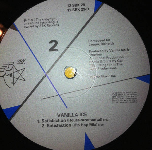Vanilla Ice - Satisfaction - Used Vinyl Record 12" image 3