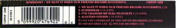 Morrissey - We Hate It When Our Friends Become Successful - Used CD image 2