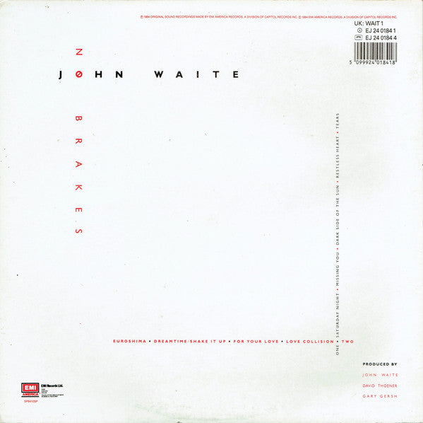 John Waite - No Brakes - Used Vinyl Record image 2