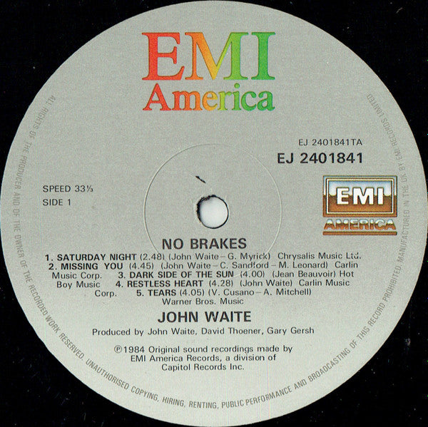John Waite - No Brakes - Used Vinyl Record image 3