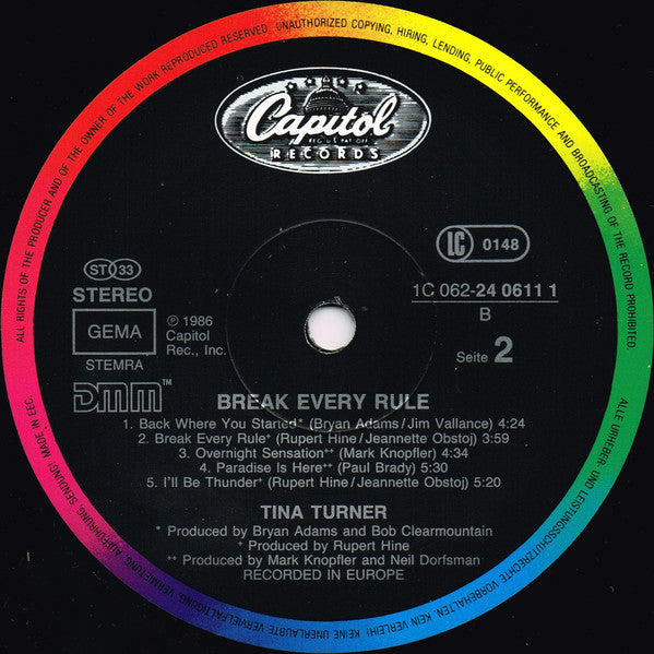 Tina Turner - Break Every Rule - Used Vinyl Record image 4