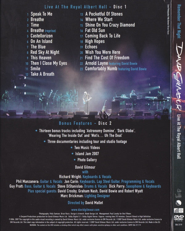 David Gilmour - Remember That Night - DVD image 2