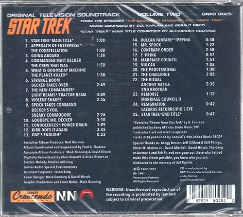 Sol Kaplan - Star Trek Volume Two (Original Television Soundtrack) - CD image 2