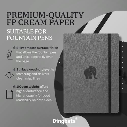 Dingbats A5+ Wildlife Grey Elephant Notebook - Graph - Non-book item image 2