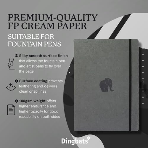 Dingbats A4+ Wildlife Grey Elephant Notebook - Dotted - Non-book item image 2