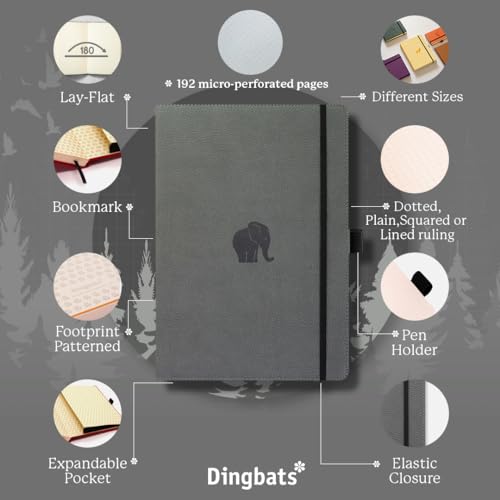 Dingbats A4+ Wildlife Grey Elephant Notebook - Dotted - Non-book item image 3