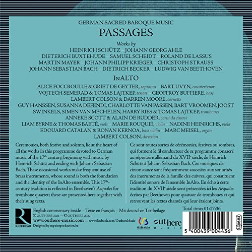 InAlto; Lambert Colson - Passages. German Ritual Music 1600-1800 CD - CD image 2