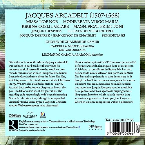CHOEUR DE CHAMBRE DE - ARCADELT MISSA NOE NOE - CD image 2