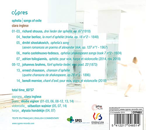 Sébastien Walnier - Clara Inglese: Ophelia - Songs of Exile - CD image 2