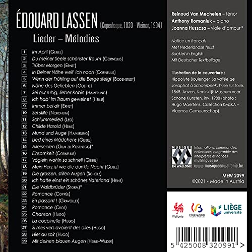 REINOUD VAN MECHELEN - EDOUARD LASSEN LIEDER - MELOD - CD image 2