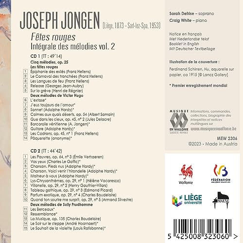 SARAH DEFRISE; CRAIG - JOSEPH JONGEN FETES ROUGES. ( - CD image 2