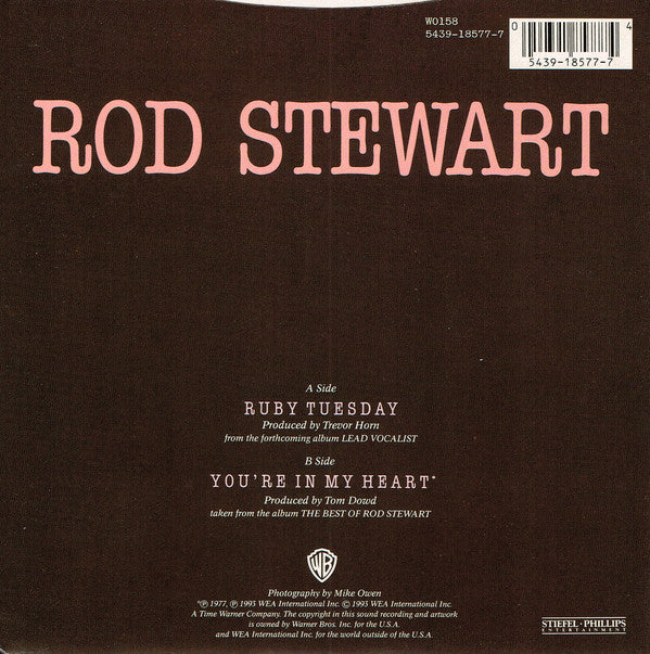 Rod Stewart - Ruby Tuesday - Used Vinyl Record 7" image 2
