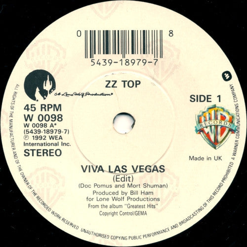 ZZ Top - Viva Las Vegas - Used Vinyl Record 7" image 3