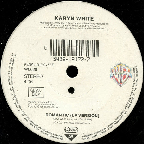 Karyn White - Romantic - Used Vinyl Record 7" image 4