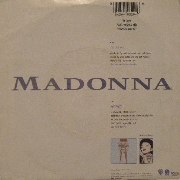 Madonna - Rescue Me - Used Vinyl Record 7" image 2