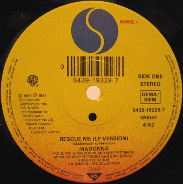 Madonna - Rescue Me - Used Vinyl Record 7" image 3