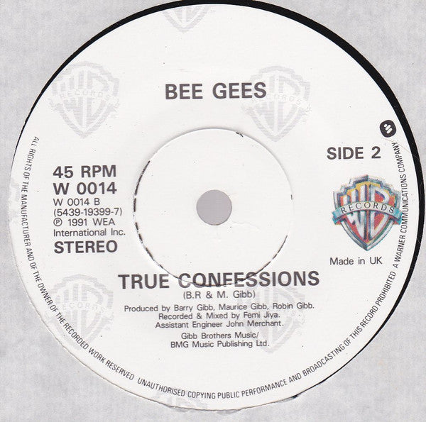 Bee Gees - Secret Love - Used Vinyl Record 7" image 4