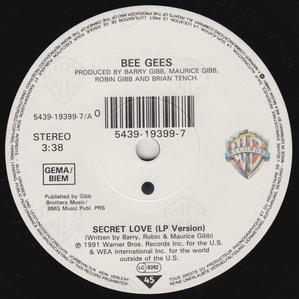 Bee Gees - Secret Love - Used Vinyl Record 7" image 8