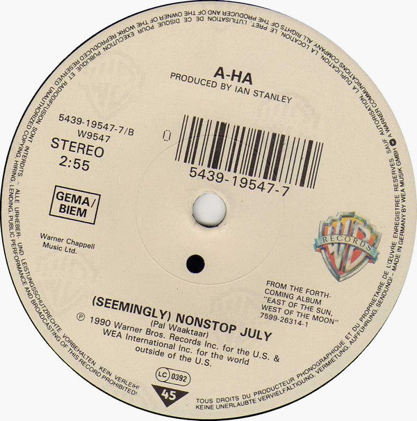 a-ha - Crying In The Rain - Used Vinyl Record 7" image 9