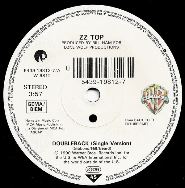 ZZ Top - Doubleback - Used Vinyl Record 7" image 3