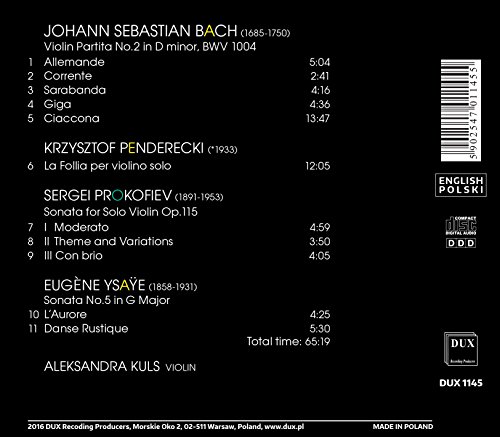 ALEKSANDRA KULS - WORKS FOR VIOLIN SOLO - CD image 2