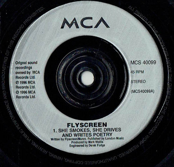 Flyscreen - Shesmokesshedrivesandwritespoetry - Used Vinyl Record 7" image 7