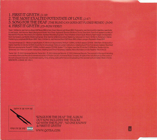 Queens Of The Stone - First It Giveth - Used CD image 2